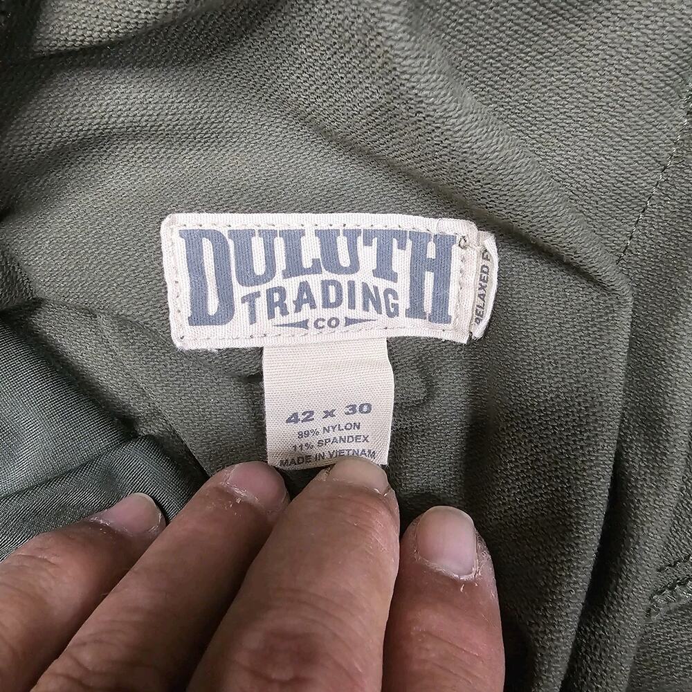 Duluth Trading Pants 42x30 Green Stretch Nylon Flexpedition Cargo Brown Workwear - Picture 7 of 16